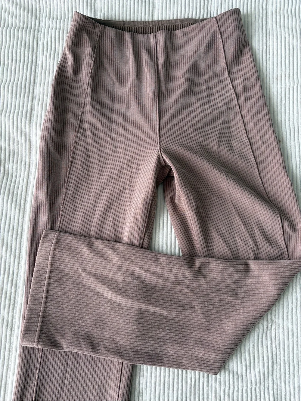 Lululemon Ribbed Cropped Pants Womens 4 Softstreme Zip-Leg High-Rise